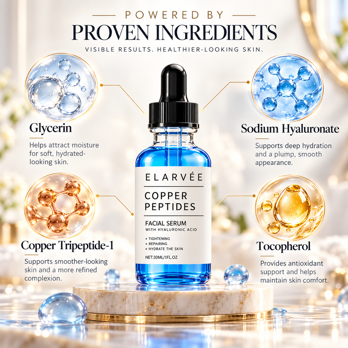 ELARVÉE blue copper peptide serum with hyaluronic acid