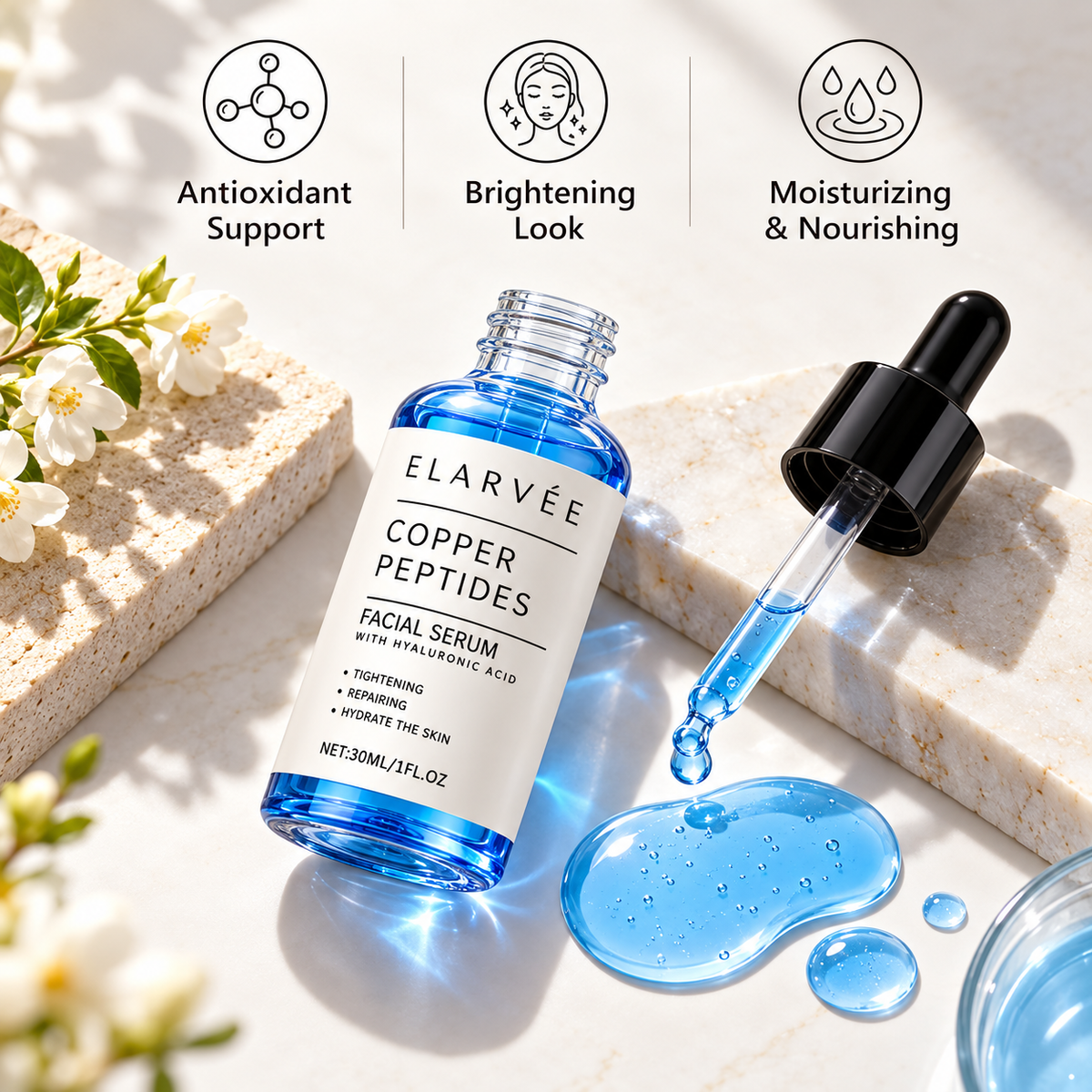 ELARVÉE Copper Peptides serum: tightening, repairing, hydrating